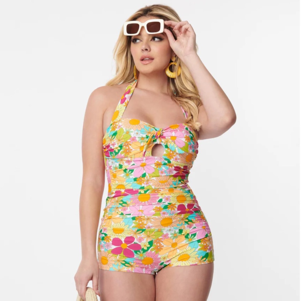 Unique Vintage Romper Swimsuit